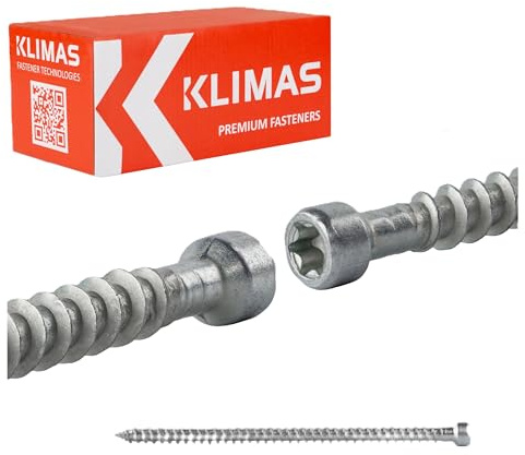 KLIMAS Holzbauschrauben Konstruktionsschrauben Vollgewinde Zylinderkopf ETA (50 Stück - Ø8mm x 180mm TX40)