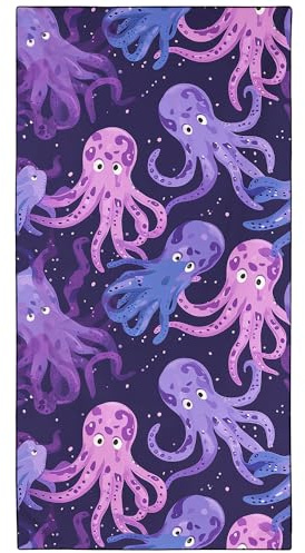 YISUMEI Mikrofaser Strandtuch XXL, Strandhandtuch Leicht Badehandtuch Schnelltrocknend, Lila Oktopus, 180 x 90 cm