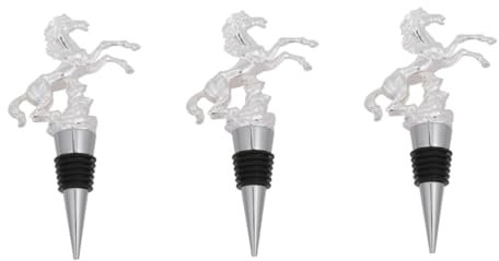 Amosfun 3pcs Elegant Horse Design Wine Stoppers Reusable Bottle Stoppers for Wine