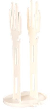 Qinlenyan Kitchen Glove Holder Plastic Vertical Glove Stand Rubber Gloves Drying Rack Mitten Dryer with Stable Base Simple Installation Dish Rag Holder Drying Rack White