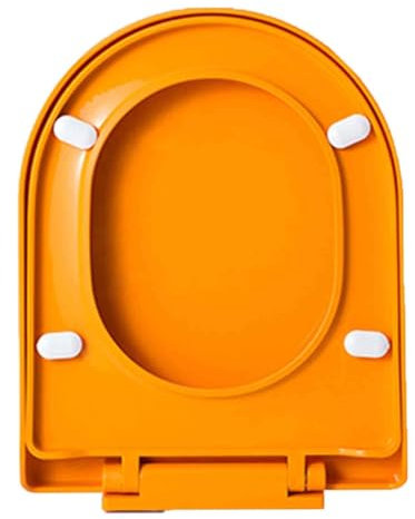 Toilettendeckel mit Absenkautomatik, Badezimmer Quick Release Klobrille mit Verstellbarer Vorrichtung, WC-Sitz(Orange)