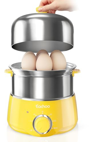 CACHOO - Fast 14 Egg Stainless Steel Egg Boiler with 30 Minute Timer & Auto Shut Off, Compact Electric Vegetable Steamer for Cooking, Dishwasher Safe,