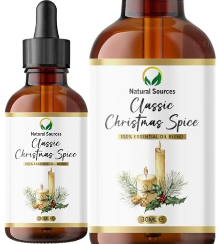 Miscela classica di oli essenziali di spezie natalizie, grande 30 ml, ideale per diffusori per la casa, sapone e candele, cera, bruciatori, bombe da bagno, oli essenziali vegani e prodotti nel Regno
