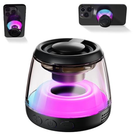 Altoparlante Bluetooth magnetico, altoparlante da doccia, impermeabile, supporto portatile per telefono cellulare per iPhone serie 16/15/14/13/12, cordino e luce notturna RGB, o casa, all'aperto,