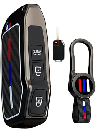 ontto Passt für KIA Schlüsselhülle Autoschlüssel Schutz Hülle für KIA Soul NIRO Xceed Sportage R NQ5 GT line Proceed GT Seltos Stinger Schlüsselgehäuse Zinklegierung Schlüsselcover 3 Tasten-B Schwarz