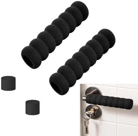 2 Stück Türklinkenpuffer,Türgriff Schutz,Türgriff Stopper,Türstopper Griff Antistatische,Schaumstoff Türstopper Klinke,Wandschutz Türklinke,Door Handle Buffers für Schutz Wänden und Möbeln(Schwarz)