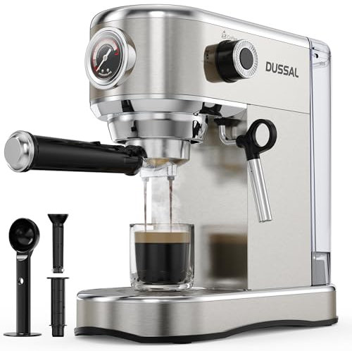 DUSSAL Espresso Machines 20 Bar, Professional Coffee Maker with Steam Milk Frother, 36oz Removable Water Tank, Stainless Steel Espresso Machine for Cappuccino, Latte, American