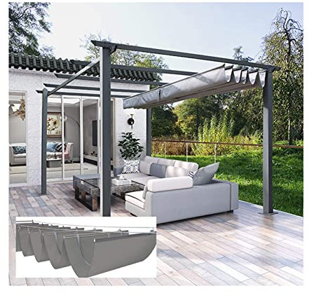 Vele ombreggianti retrattili, tende avvolgibili a forma di U con kit di installazione, facili da installare per copertura pergola, tenda da patio in vetro (dimensioni: larghezza 0,9 x lunghezza 15 m