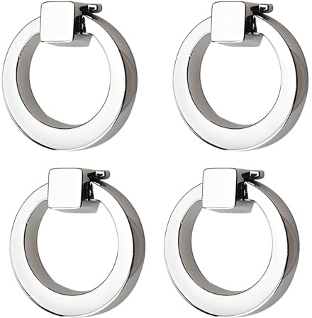 Türklopfer aus Edelstahl, moderner Griff aus Zinklegierung, für Schränke, stilvolles helles Silber-Finish