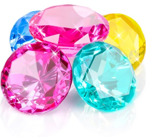 MARFOREVER Extra Large Diving Gems Pool Toys, 60 MM Extra Big Diamond Pastel Pirate Treasure Gem Huge Acrylic Diamond Pool Gems Set for Summer Swimming Party Favors Boy Girls Dive Toy Training Gift