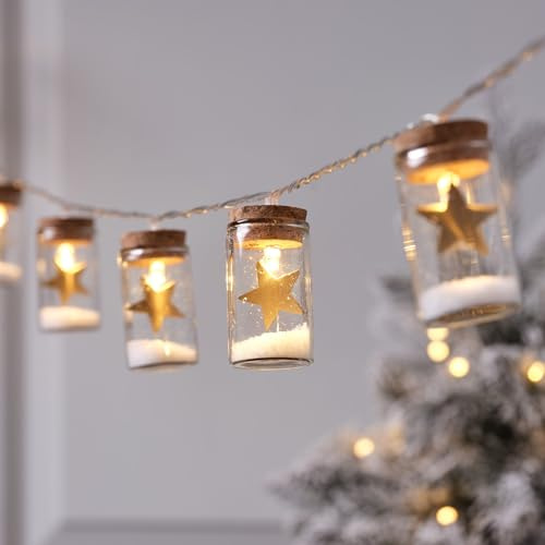 Lights4Fun10 Christmas LED Star Glass Bottle String Lights