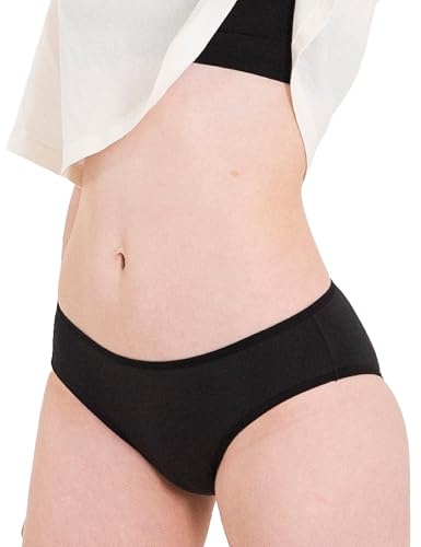 WUKA Teen Period Swim Bikini Bottom Black | Light flow reusable swimwear for teens with a comfortable bikini brief fit, Black