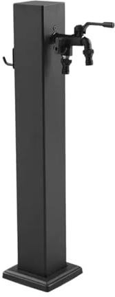 Support de tuyau autoportant avec robinet Colonne d'eau de jardin en acier inoxydable Fontaine à eau d'extérieur Robinet d'eau Noir Accessoire de jardin