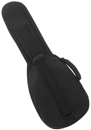 Ukulelentasche für 21 Zoll Ukulele und Kleine Gitarre, Schwarz | Oxford Stoff, Ergonomische Form, Doppel Schulterriemen, Tragegriff, Große Außentasche, für Training und Reise