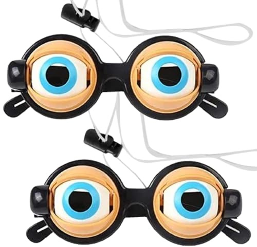 2PCS Lustige Brillen Mit Großen Augen, 18x15,8x6cm Faltbar Lustige Brille Augapfelbrille, Tragbar Party Brillen Lustig, Eyes Brille Mit Flexibler Rahmen, Pp, Für Gruppenfotos, Partys, Mottoparty