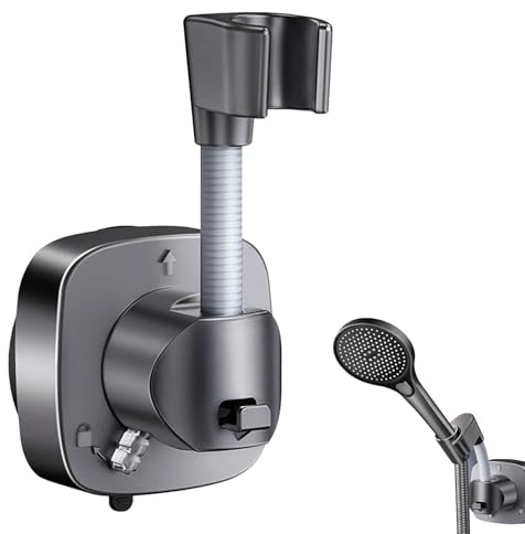 Support de Douche à Ventouse Rotative 360°Réglable et Universel, Sans Perçage,Facilité d’Installation en Quelques Secondes,Capacité 10 kg,Crochet Intégré, Antidérapant,Résistant à la Rouille Durable
