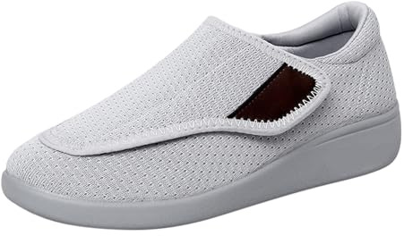 ortopediska barfotaskor, slip-on, diabetikerskor, dam, puffiga, lätta promenadskor, platta sulor, slip-skor, bekväma träningsskor, andningsbara, fritidsskor, vandringsskor, GRÅ, 43 EU
