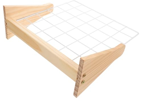LOLIPPYY Organizador de Joyas Pequeño con Base de Madera Maciza y Panel de Rejilla Metálica, Expositor de Fotos y Recuerdos para Hogar, Oficina y Ferias Artesanales, Soporte Multifuncional