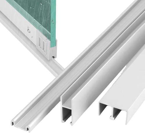 KGPGNYMYHA 5mm Aluminium Schiebetürschiene Für Schränke Glastür Schiebetürbeschlag Komplettset Laufschienen Schiebetürsystem Für Glas SchiebetüRs(Silver-5mm,100cm-39.3in)