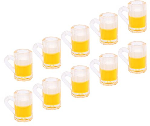 Generic Ensemble de Chopes à Bière pour Maison de Poupée, Gobelets à Bière Miniatures pour Décorations de Maison de Poupée 1:12, Jouets Amusants pour Fêtes et Objets de Collection, 10 Chopes à en