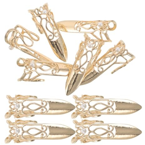 YARNOW 10 Anillos Punta Dedos Estilo Antiguo Dorado de Aleación de Zinc Diseño Ajustable y Portátil para Festividades y Drama