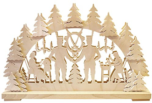 Ratags | LED Lichterbogen Schwibbogen | 43x30 cm | Erzgebirge Weihnachtsbogen | Bergmann