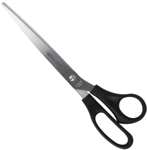 Westcott Scissors 10’ (25.4 cm) Black | Office Scissors with Black Plastic Handles | Extra-Sharp Blade, Stainless Steel | E-31111 00