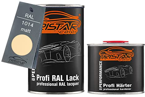 TRISTARcolor RAL 1014 Elfenbein matt Lack Dose + Härter 1,5 L | 2K-Set aus Lack + Härter, schnelltrocknend