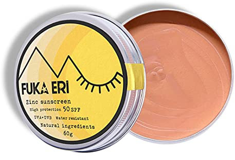 FUKA ERI Crema solare con ossido di zinco non-nano. Protezione colorata SPF 50. Vegana, waterproof. UVA/UVB. 60g