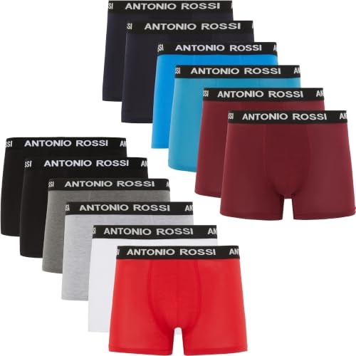 ANTONIO ROSSI Boxer Uomo Cotone 12 Pezzi di Alta Qualità, Mutande Uomo Traspiranti ed Elasticizzate, Intimo Uomo Morbido e Confortevole, Taglie S-5XL