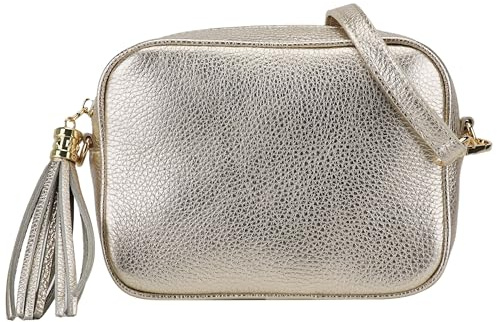 SH Leder Echtleder Umhängetasche mittel kleine Tasche Abendtasche Clutch Crossbody Bag Messenger Handtasche mit Reißverschluss 21x15cm Chiara G209