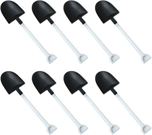 RLECS 50pcs Disposable Plastic Dessert Cake Scoop Shovel Shape Mini Ice Cream Spoon Pudding Dessert Spoons Party Supplies, Black