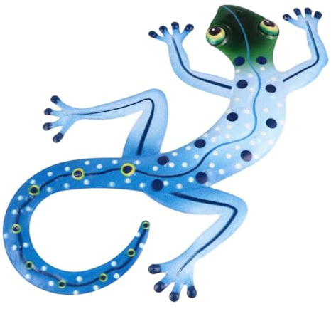 Cabilock Gecko Wall Art, 12 Inch Lizard Ornament Sculpture, Metal Wall Art Sculpture Decoration, Metal Gecko for Garden Patio Fence Yard Home Indoor and Outdoor Decor