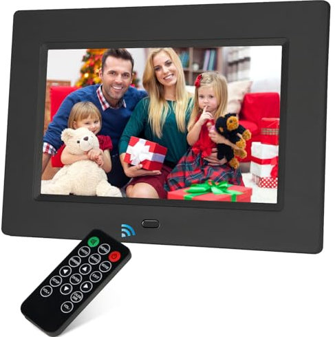 7 Inch Digital Photo Frame, Electronic Photo Frame,Digital Picture Frame 1024x600P Music Photo Video Player with Remote Control 4 Windows Display/Multi-Slideshow/Calendar/Clock Alarm Function