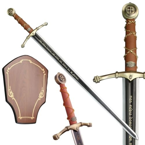 57 SPECIAL REPLICAS Schwert Replik Templer – Deko Schwert Gravierte Klinge – 112 cm Gesamtlänge – Symbolische Deko – Handgefertigt aus Edelstahl – Historisch inspiriertes Design – SW-601