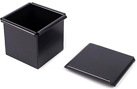 Moule à pain carré en aluminium anodisé lisse antiadhésif, anti-fuite avec couvercle pour gâteaux, toasts (7 cm, antiadhésif)