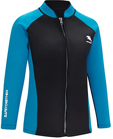2mm Neoprene Men Wetsuit Jacket - Women Wetsuit Top, Front Zipper Long Sleeves Diving Suit for Swimming Snorkeling Surfing Kayaking Canoeing (3XL, Women Black)