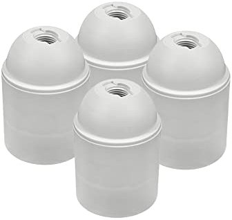 HALOTEC | Pack di 4 Portalampada E27 Bianco | Supporto Attacco E27 Liscio | Montaggio M10x1 | Base per Lampadina a Vista con Filettatura Grossa | Prodotto in Italia