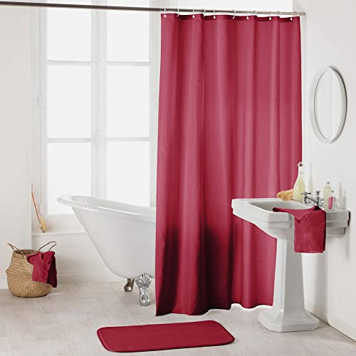 Douceur d'intérieur, Essencia Duschvorhang mit Haken (180 x 200 cm) Himbeere, Polyester