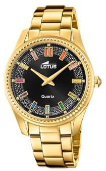 LOTUS Reloj Mujer Analógico de Acero Inoxidable 316l Dorado | Movimiento de Cuarzo, Cristal Mineral de Alta Resistencia, Resistente al Agua 5 ATM, Special Prices 18902/6