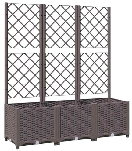 vidaXL Jardinera con Enrejado Macetero Soporte Caja Plantador Flores Plantas Jardín Patio Terraza Balcón Decoración PP Marrón 120x40x136 cm