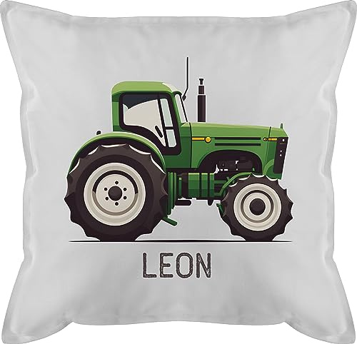 Kissen 50x50 - Traktor mit Name personalisiert I Landwirte Geschenk Landwirt I Traktoren Geschenke Trecker I Landwirtschaft - 50 x 50 cm - Weiß - Junge traktorkissen Bulldog Polster