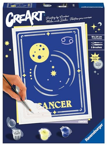 Ravensburger CreArt 23733 - Krebs - Sternzeichen Malen nach Zahlen Erwachsene, DIY Malset mit Pinsel und Acrylfarben, Geschenk für Frauen und Männer, Malen für Erwachsene