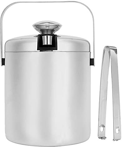 Seau à Glace en Acier Inoxydable Conteneur à Glaçons Bar Accueil Hôtel Utilisation Seaux à Glace Isolés en Acier Inoxydable Conteneur à Glace Seau à Glace Conteneur avec Filtre à Couvercle Pince à Gla