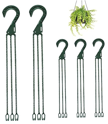XJKLBYQ Hanging Basket Chains 3 Point 5PCS 17.72 Inch Plastic Hanging Chains for Planters Chain for Hanging Baskets with Hooks for Plant Flower Pots Bird Feeders Outdoor Hanging Brackets