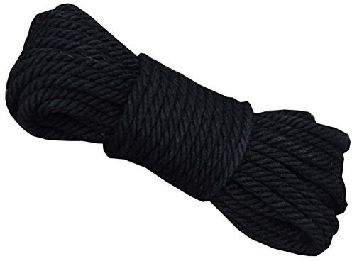 Corda for bondage, corda da giardino, corda di canapa - 6 mm 20 metri (65 piedi) - Spago di iuta ecologico, nero