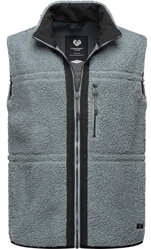 Ragwear Herren Fleecejacke Kurze Teddyfleece-Weste warm Noory Vest Grey Gr. M