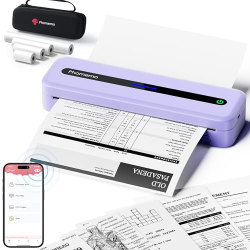 Phomemo M832 Impresora Térmica, Impresora Inalámbrica Portátil Bluetooth Compatible con Smartphones y Portátiles, con Maletín de Transporte y 4 Rollos de Papel Térmico, Púrpura