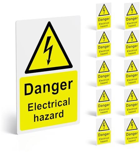 YIKIADA 10 PCS Danger Electrical Hazard Stickers 15 x 10 cm Self-Adhesive Waterproof Vinyl Decals Thickened Safety Warning Signs for Electrical Areas