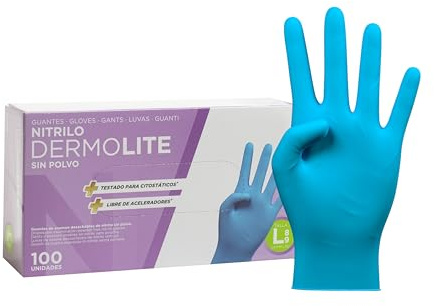 COM-FORT HOUSE - Guantes nitrilo desechables - Color Azul- Colección Dermolite - Guantes de Látex sin Polvo - Disponible en tallas XS, S, M, L